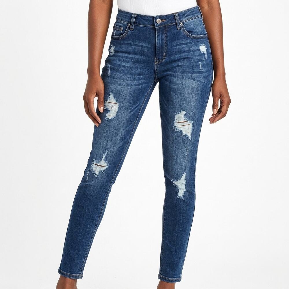bebe Blue Distressed Skinny Jeans Women Size 27